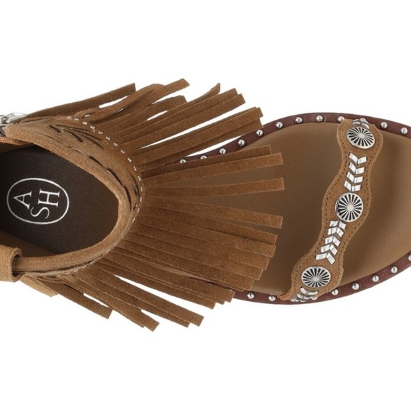 NEW Ash Leather Paquito Sandals Sz EU 38 US 8 ANTILOPE/SKIN Western Fringe - Picture 4 of 13